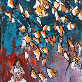 Gemälde, Soirée d'automne - Portrait scène poétique semi figurative, Béatrice Madelenat