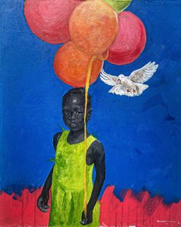 Peinture, Discover 1 - 21st Century, Contemporary, Figurative, Children, Africa, Balloons, Benjamin Akinsoji
