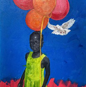 Peinture, Discover 1 - 21st Century, Contemporary, Figurative, Children, Africa, Balloons, Benjamin Akinsoji