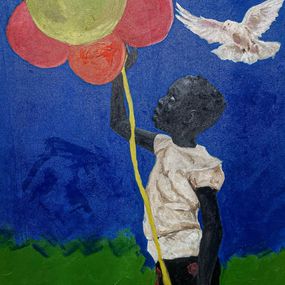 Peinture, Untitled - 21st Century, Contemporary, Figurative, Children, Africa, Balloons, Benjamin Akinsoji