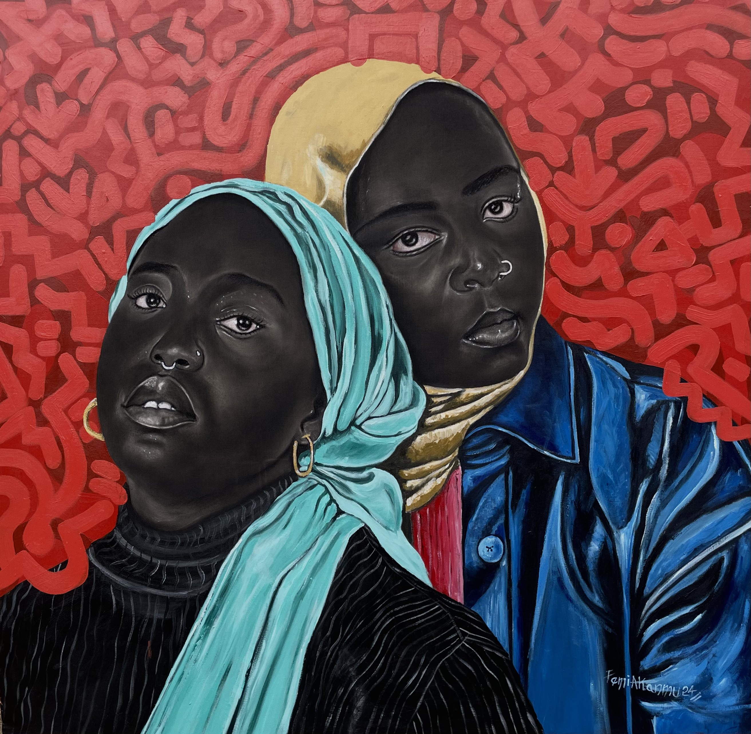 Oluwafemi Akanmu, Soul Sister 1 - 21st Century, Contemporary, Portrait, Women, Love, Africa, Face Oluwafemi Akanmu, Soul Sister 1 - 21st Century, Contemporary, Portrait, Women, Love, Africa, Face