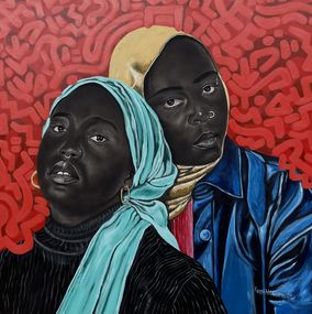 Peinture, Soul Sister 1  - 21st Century, Contemporary, Portrait, Women, Love, Africa, Face, Oluwafemi Akanmu