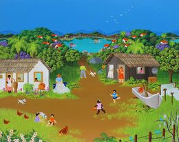 Painting, L´arrière cour de la maison du pêcheur, Ana Maria Dias