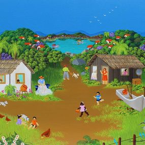 Gemälde, L´arrière cour de la maison du pêcheur, Ana Maria Dias