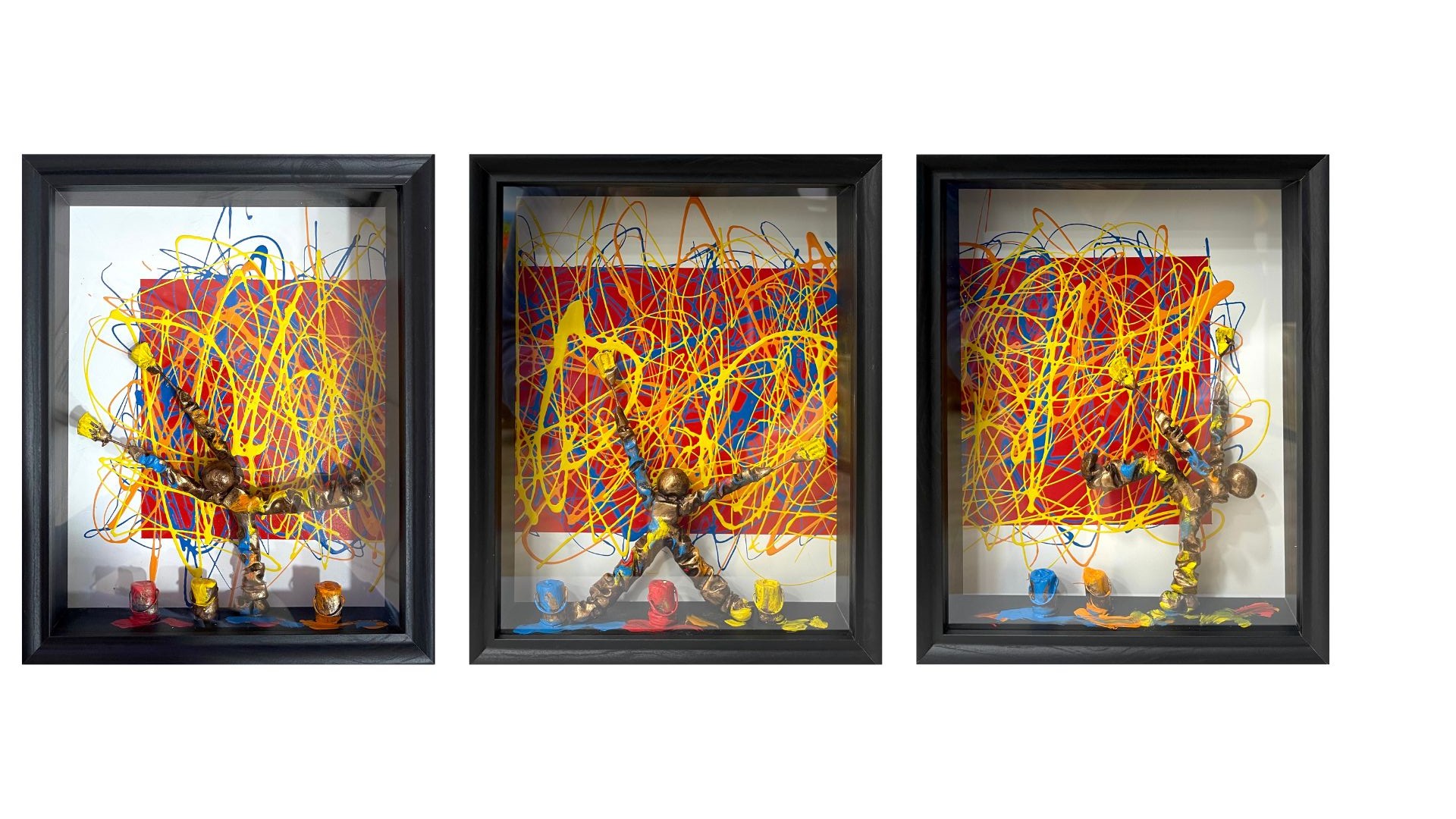 Bernard Saint-Maxent, Style Pollock Triptyque Bernard Saint-Maxent, Style Pollock Triptyque