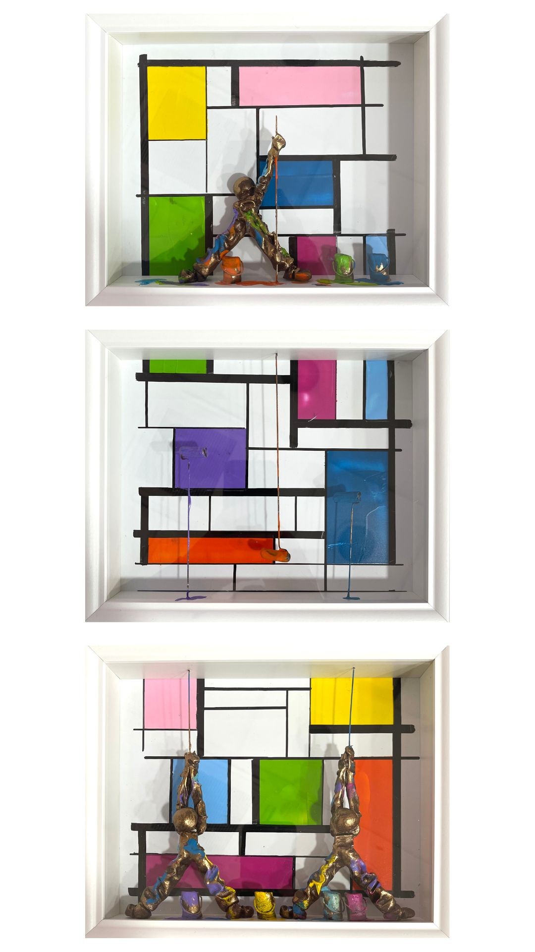 Bernard Saint-Maxent, Style Mondrian Triptyque Bernard Saint-Maxent, Style Mondrian Triptyque