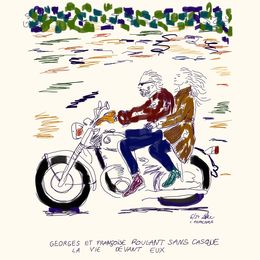 Painting, Georges moustaki et françoise hardy #269, Céline Pierzchala