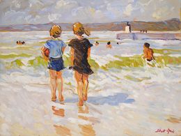 Gemälde, Deux enfants au bord de la mer, Patrick Marie