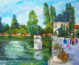 Painting, Bord de le Sèvre Niortaise, Gyslaine Pachet-Micheneau
