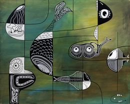 Painting, Ultra marine série créatures imaginaires, Christian Mancini