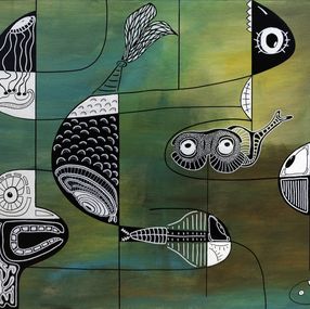 Gemälde, Ultra marine série créatures imaginaires, Christian Mancini