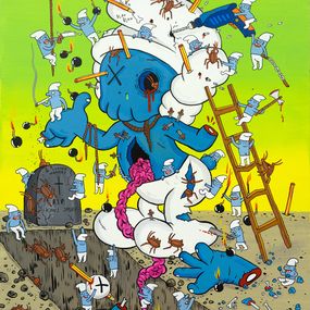 Painting, RIP Kaws Smurf, Laurina Paperina