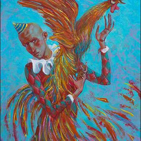 Gemälde, With the rooster, Butkovsky Nikolai