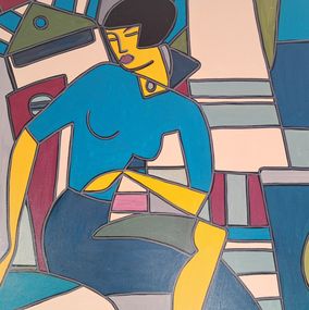 Gemälde, Madame dans son salon parisien moderne, Patricia Kleyman