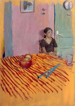 Peinture, Lou et la nappe Vichy, Marc Dailly