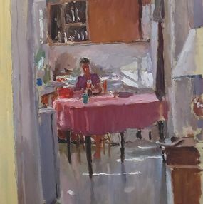 Painting, Elisa dans la cuisine de Vergisson, Marc Dailly