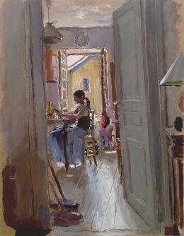 Peinture, Lou dans la cuisine à Vergisson, Marc Dailly
