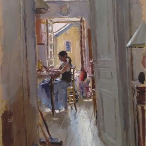 Painting, Lou dans la cuisine à Vergisson, Marc Dailly