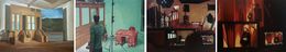 Peinture, Set of 4 paintings. Interiors of film sets from the series The Light., Jose Ricardo Contreras Gonzalez