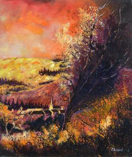 Painting, Village in the valley, Pol Ledent