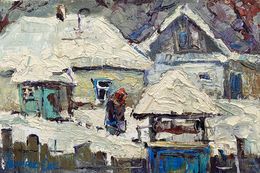 Peinture, Snow covered yard, Oksana Ivanyuk