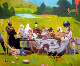Painting, Los cuervos, el ciervo, las uvas y el vino que derramé, Alexander Grahovsky
