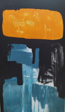 Peinture, Noir, dore, blue, Rafael Ruz