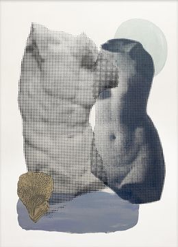 Peinture, Modern Abstract Collage Halftone Statue Meets Earthy Vibes, Victo
