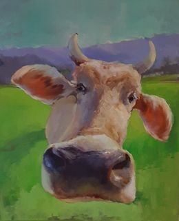 Gemälde, Enchanting Cow Muzzle in Approach, Max Skoblinsky