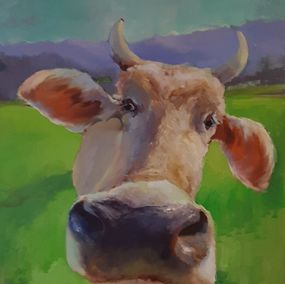 Gemälde, Enchanting Cow Muzzle in Approach, Max Skoblinsky