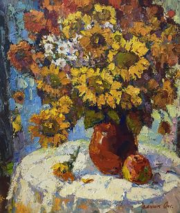 Gemälde, Still life with sunflowers, Oksana Ivanyuk