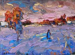 Painting, Winter road, Oksana Ivanyuk