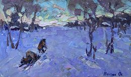 Gemälde, Winter evening, Ivanyuk Oleksiy