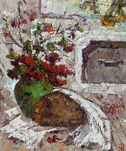 Painting, Viburnum on the table, Oksana Ivanyuk