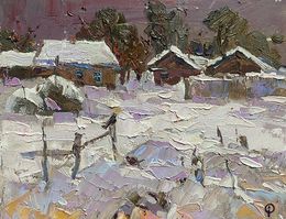 Gemälde, Snow covered street, Oksana Ivanyuk