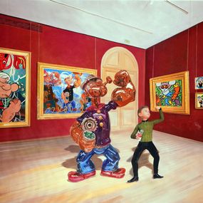 Painting, Jeff meet Popeye, Koons and Haring, Gully