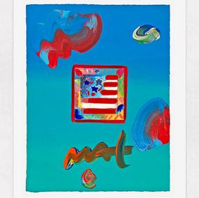Painting, Flag with Heart, Peter Max