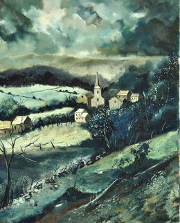 Painting, Old village in my country - Lesterny, Pol Ledent