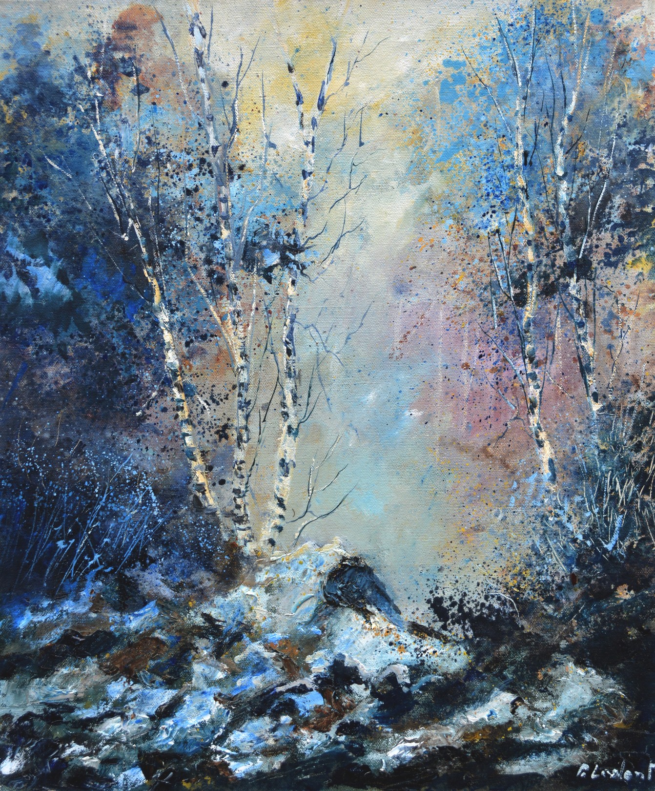 Pol Ledent, Aspen trees in the mist Pol Ledent, Aspen trees in the mist