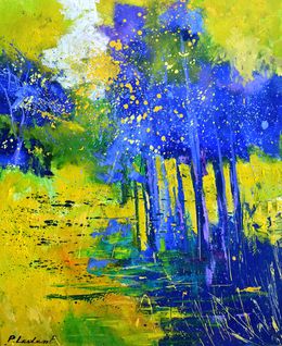 Painting, Yellow and purple pond, Pol Ledent