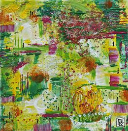 Peinture, Au pays des fleurs on est petit - Série abstraction colorée, Flov'