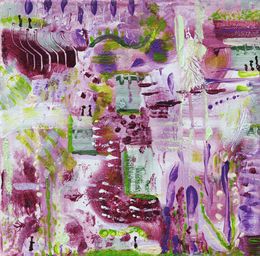 Gemälde, L'amour est un bouquet de violettes - Série abstraction colorée, Flov'