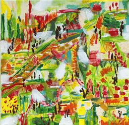 Peinture, Il suffit de passer le pont - Série abstraction colorée, Flov'