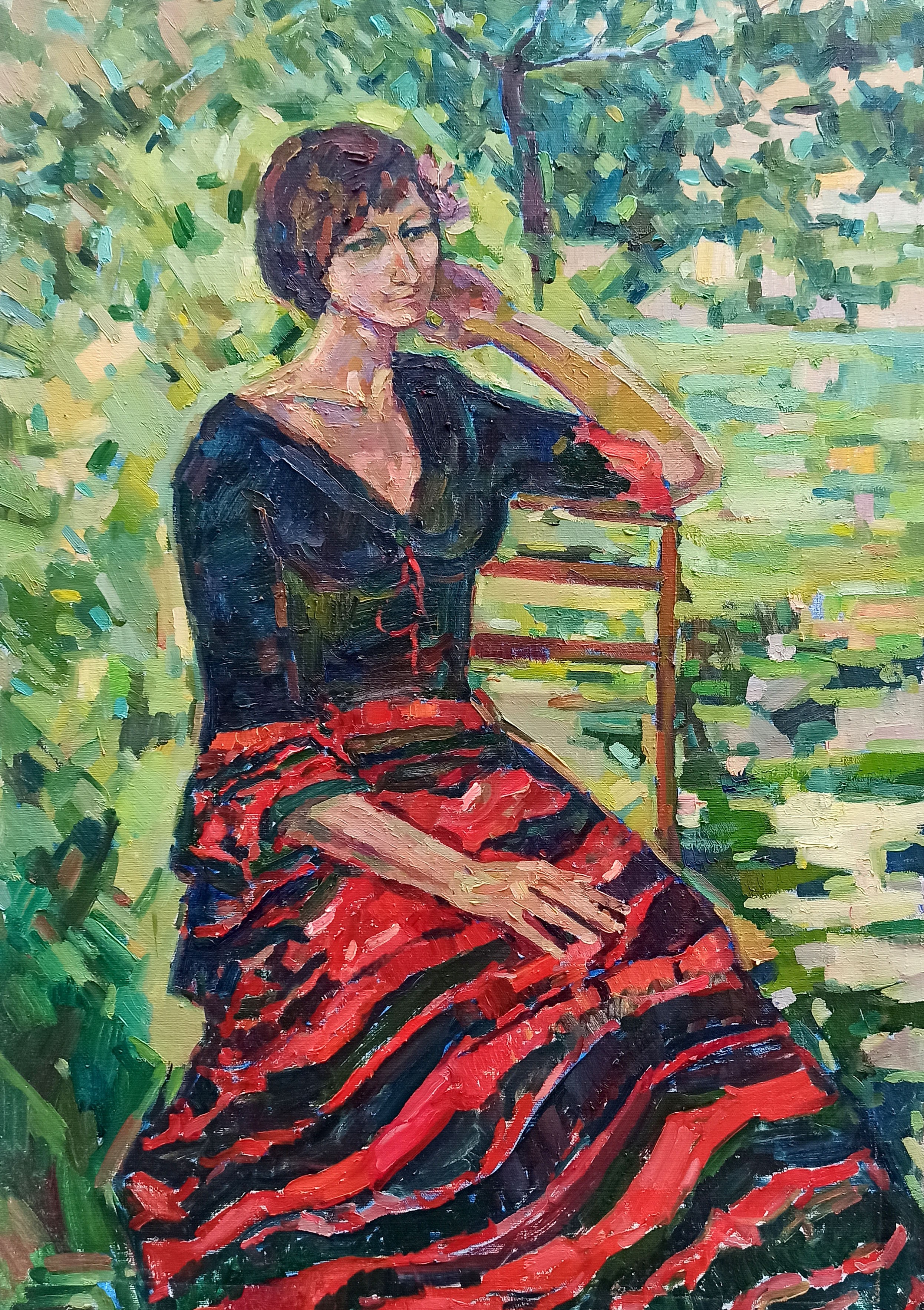 Peter Tovpev, Portrait of a girl in the garden Peter Tovpev, Portrait of a girl in the garden