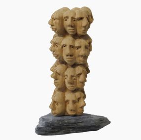 Sculpture, La Tour Humaine - Série singulière personnages de bois, Bruno Guiard