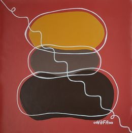 Painting, Zen Minimalism. Stones on Red Earth, Vafa Majidli