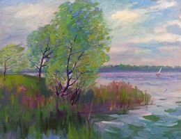 Painting, By the river, Peter Tovpev