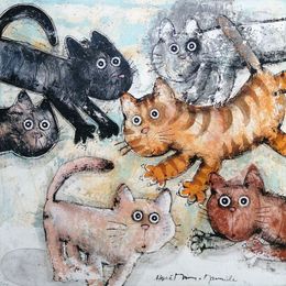 Painting, Chats en bande, Hervé Maury