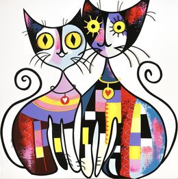 Gemälde, Happy cats, Muriel Matt