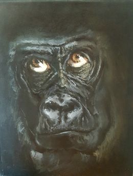 Gemälde, Jungle Mystery: Gorilla's Gaze. Gorilla Animal Art Wildlife, Max Skoblinsky